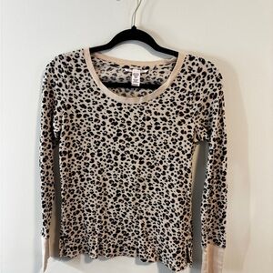 Victoria's Secret Beige and Black Leopard Long Sleeve Top